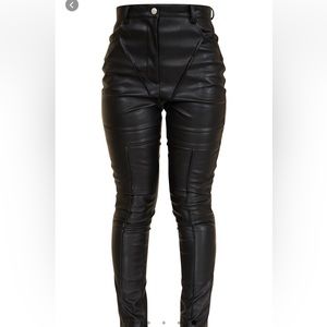 PLT Black Faux Leather Contrast Panels Skinny Pant